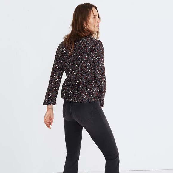 MADEWELL Silk Ruffle-Hem Wrap Top in Starry Night - Picture 2 of 9